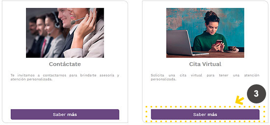 Y por último seleccionar Solicita una cita virtual
